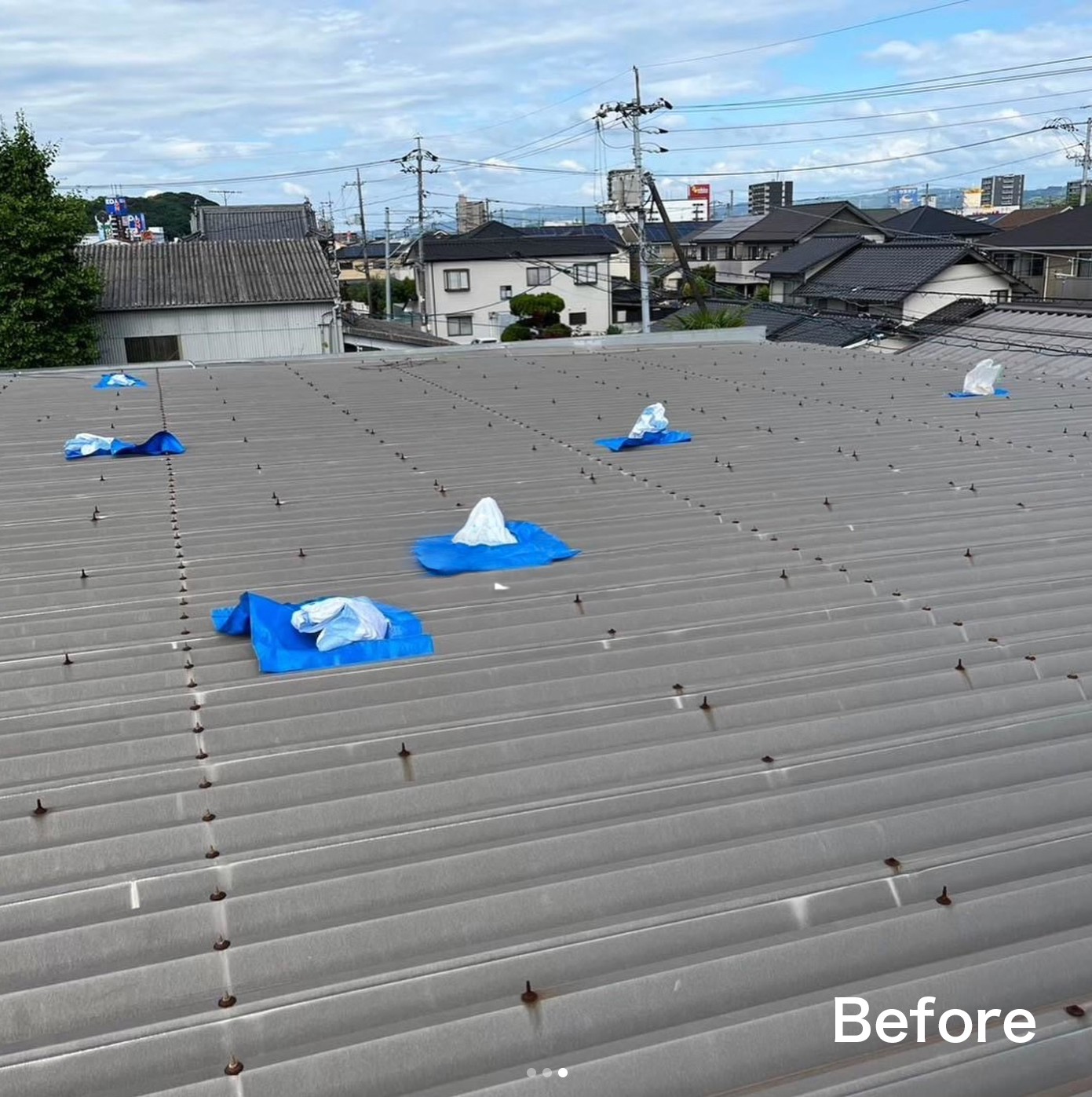 施工事例　倉庫の屋根塗装と遮熱塗料